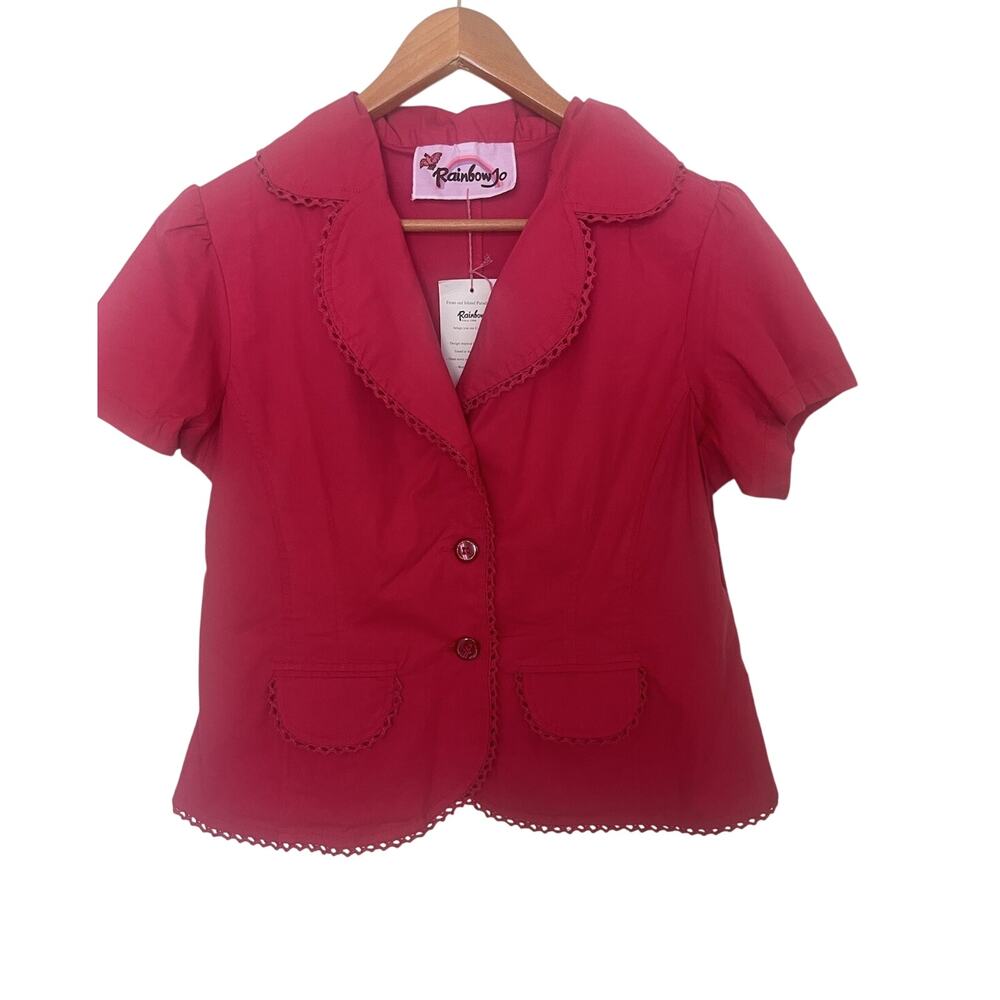 NWT Rainbow Jo Maui Hawaii Top Jacket Button Front Pink Women’s Sz Medium $75